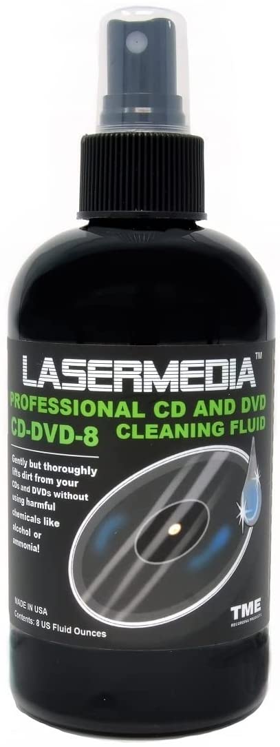 Lasermedia CD/DVD-8 CD and DVD Cleaner 8 Ounce Spray Bottle Model RC-5 Made in USA