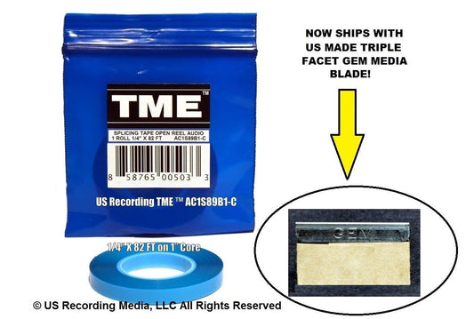Splicing Tape Open Reel Audio 1/4" x 82' by TME Studio Grade w/ GEM Media Blade