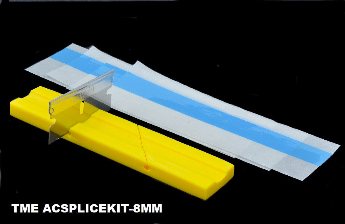 TME 8MM Video Tape Splicing Block Kit, Yellow Polymer Block with Hand Polished Groove, Professional Repair Tool with Stainless Media Blade, Splicing Tape, Instructions