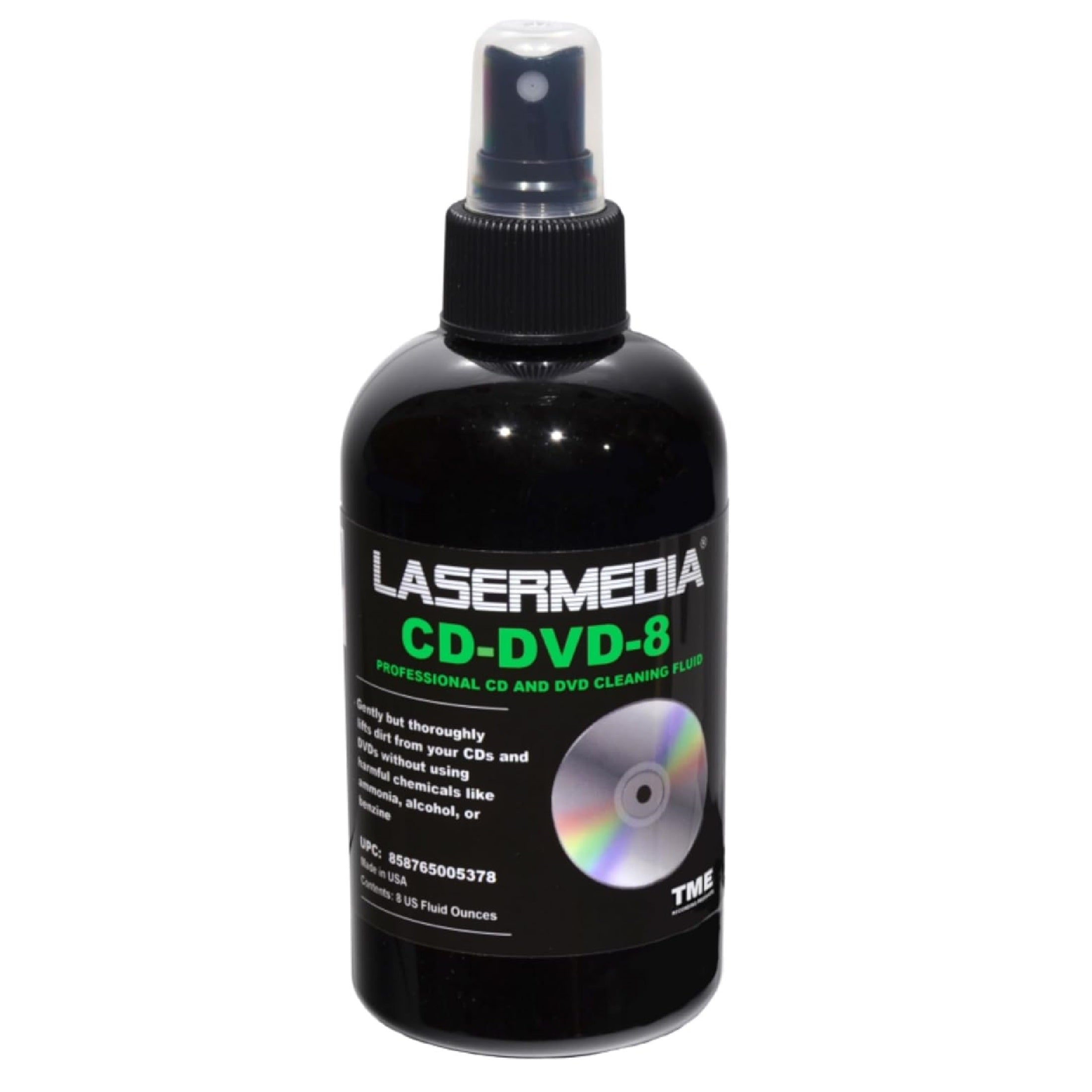 Lasermedia CD/DVD-8 CD and DVD Cleaner 8 Ounce Spray Bottle Model