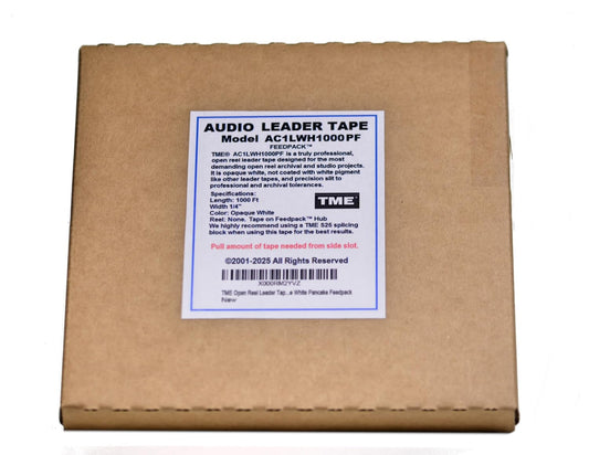 Open Reel Audio Leader Tape Solid White 1/4" X 1000 Ft or 500 Ft Feedpack Pancake by TME